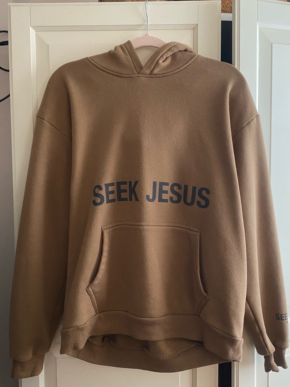 Seek Jesus Brown Pullover Hoodie - Men's Brown Hooded Sweatshirt